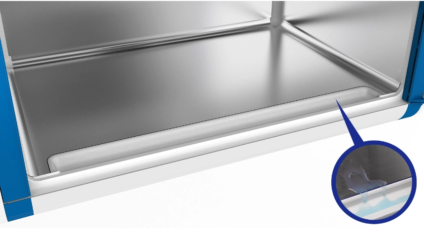 Inkubator weterynaryjny Smart ICU160ProPlus - komora ze stali nierdzewnej i system do zbierania moczu